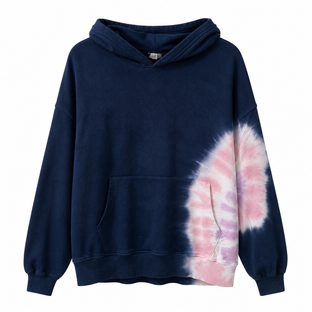 Wildfox Hadley Navy Tie Dye Hoodie Sweatshirt XL NWT Relaxed French Terry